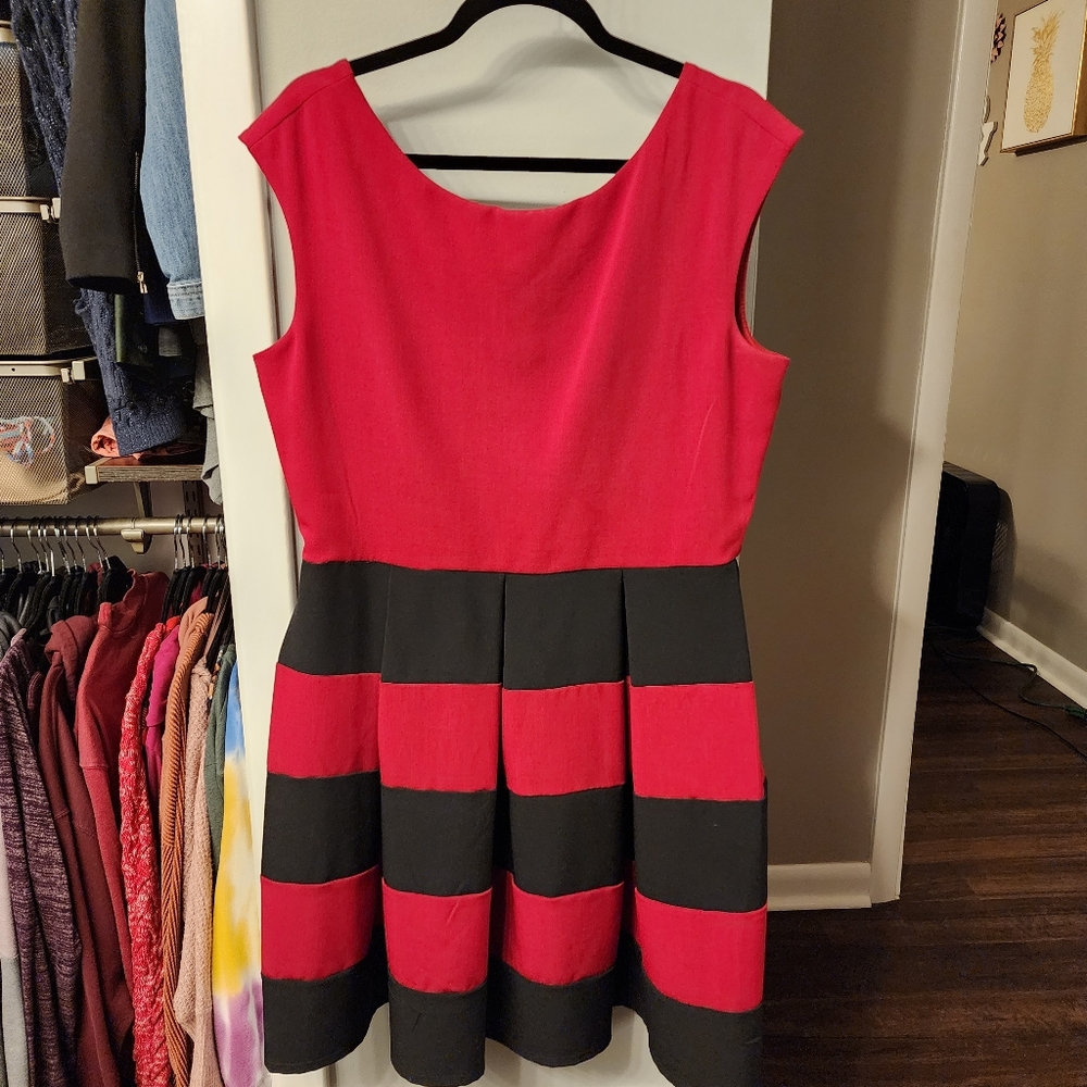 Red and Black Stripe Dress